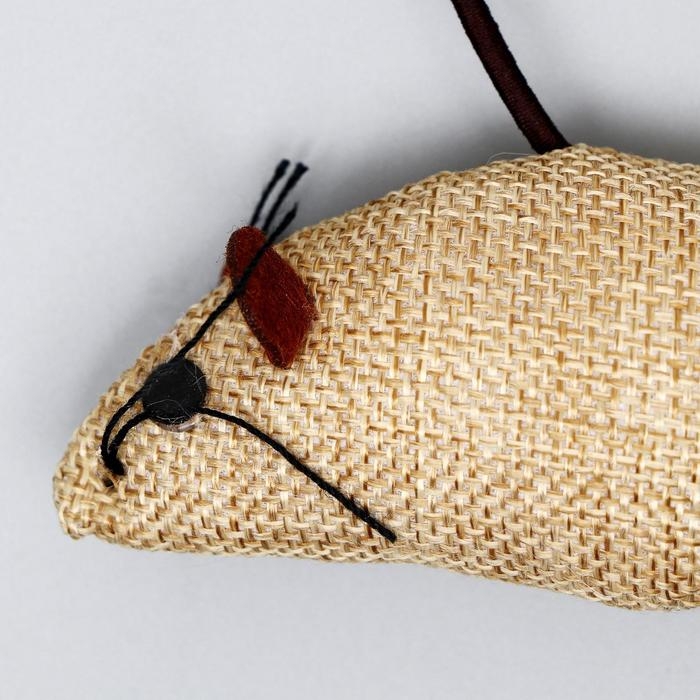 Дразнилка  Дразнилка "Эко", мышь из хлопка на деревянной палочке, 40 см