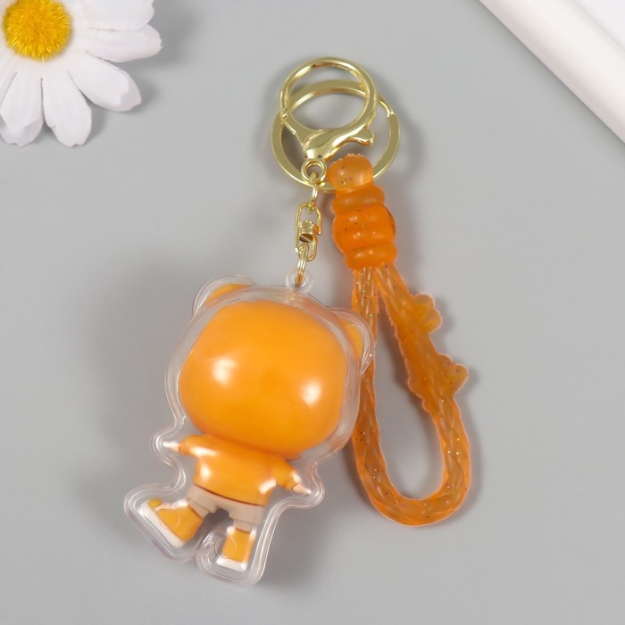 Брелок резина с карабином, ремешком Брелок резина с карабином, ремешком "Мальчик в оранжевой толстовке" 7х4,5х3,5 см