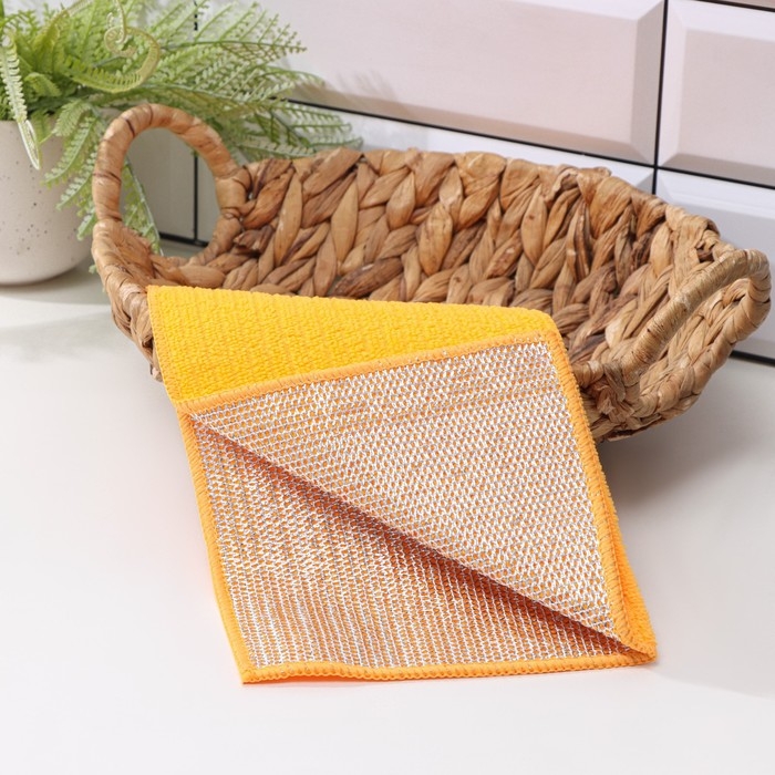 Салфетка для уборки Доляна, для сложных загрязнений, микрофибра, металлический абразив, 30×30 см, цвет МИКС Салфетка для уборки Доляна, для сложных загрязнений, микрофибра, металлический абразив, 30×30 см, цвет МИКС