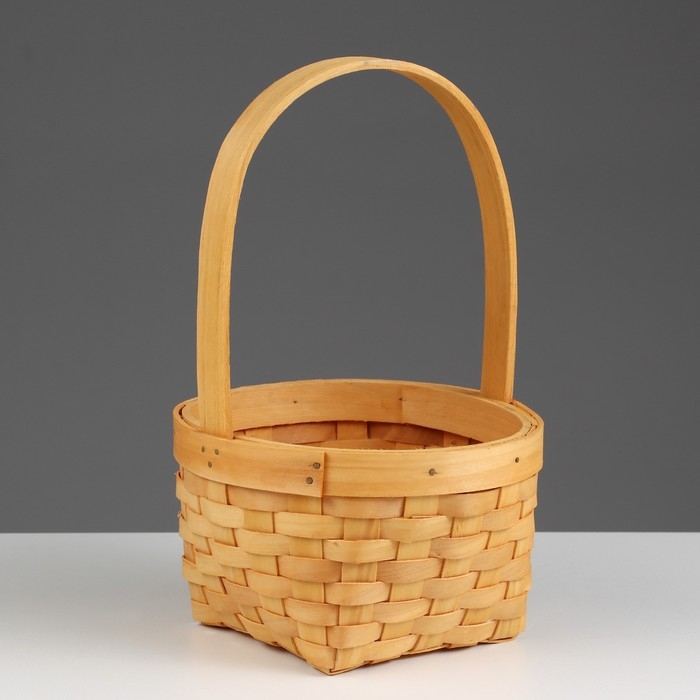 Корзина плетеная (секвойя), D16,5хН9,5/25,5 см, 1 шт., натуральный Корзина плетеная (секвойя), D16,5хН9,5/25,5 см, 1 шт., натуральный