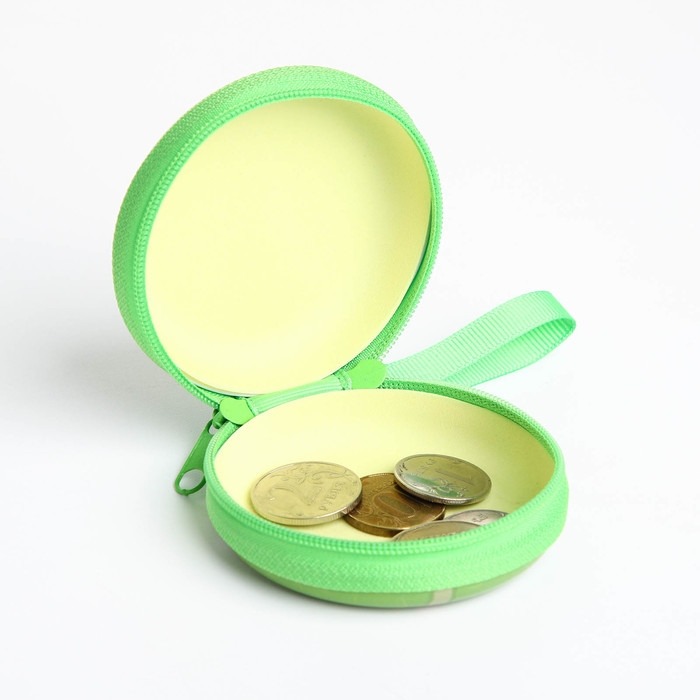Футляр для монет/наушников на молнии, цвет зелёный