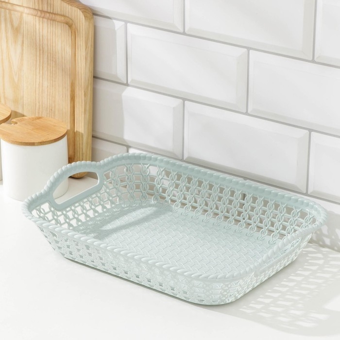 Поднос пластиковый прямоугольный Доляна «Плетение», 32×23×5 см, цвет МИКС Поднос пластиковый прямоугольный Доляна «Плетение», 32×23×5 см, цвет МИКС