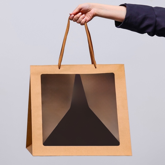 Пакет подарочный, крафт, с окном, 40 х 40 х 40 см Пакет подарочный, крафт, с окном, 40 х 40 х 40 см