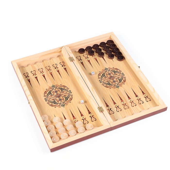 Настольные игры 3 в 1 Настольные игры 3 в 1 "Цветы": шахматы, шашки, нарды, деревянные, большие 50 х 50 см