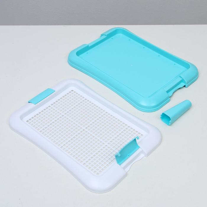 Туалет для собак с сеткой и столбиком, 45 х 35 х 4,5 см, голубой Туалет для собак с сеткой и столбиком, 45 х 35 х 4,5 см, голубой