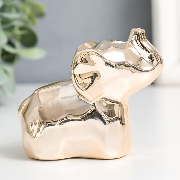 Сувенир керамика Сувенир керамика "Слонёнок" грани золото 8,5х4,3х7 см