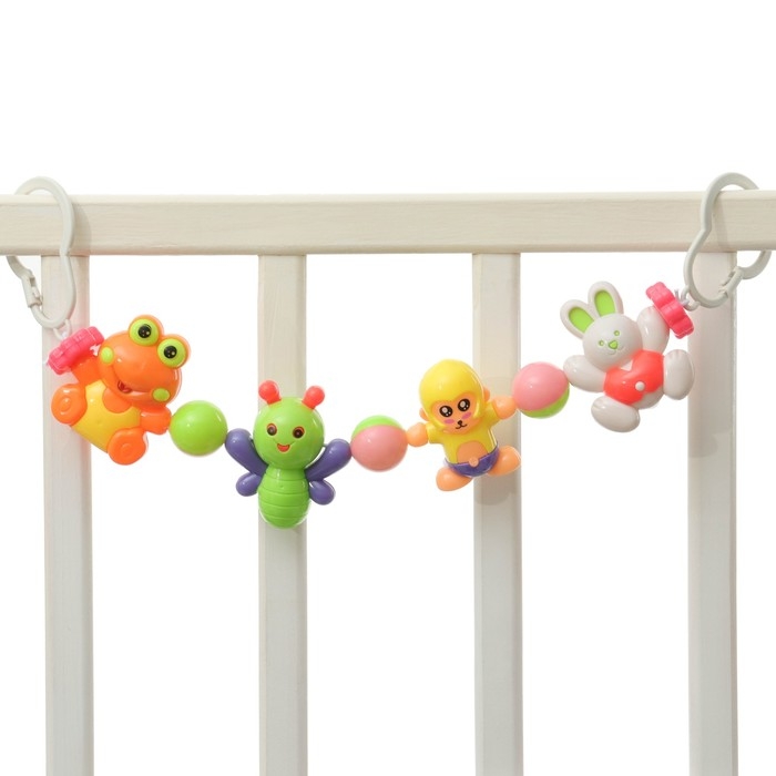 Растяжка на коляску/кроватку «Обезьяна и друзья», 4 игрушки, цвет МИКС, Крошка Я Растяжка на коляску/кроватку «Обезьяна и друзья», 4 игрушки, цвет МИКС, Крошка Я
