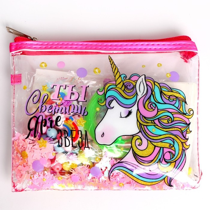 Набор с прядями, тату, стразами, в сумочке