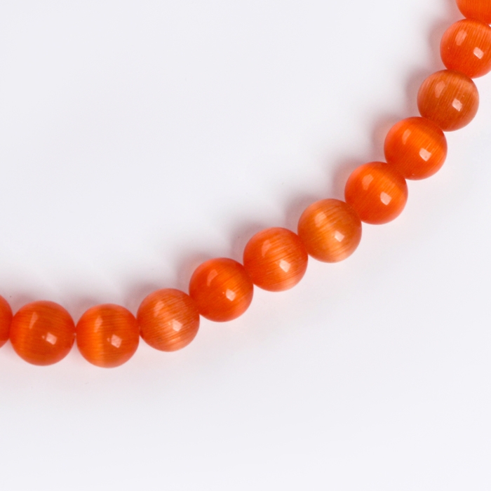 Бусины из натурального камня «Кошачий глаз» набор 50 шт.,1 шт. — 8 мм, оранжевый Бусины из натурального камня «Кошачий глаз» набор 50 шт.,1 шт. — 8 мм, оранжевый
