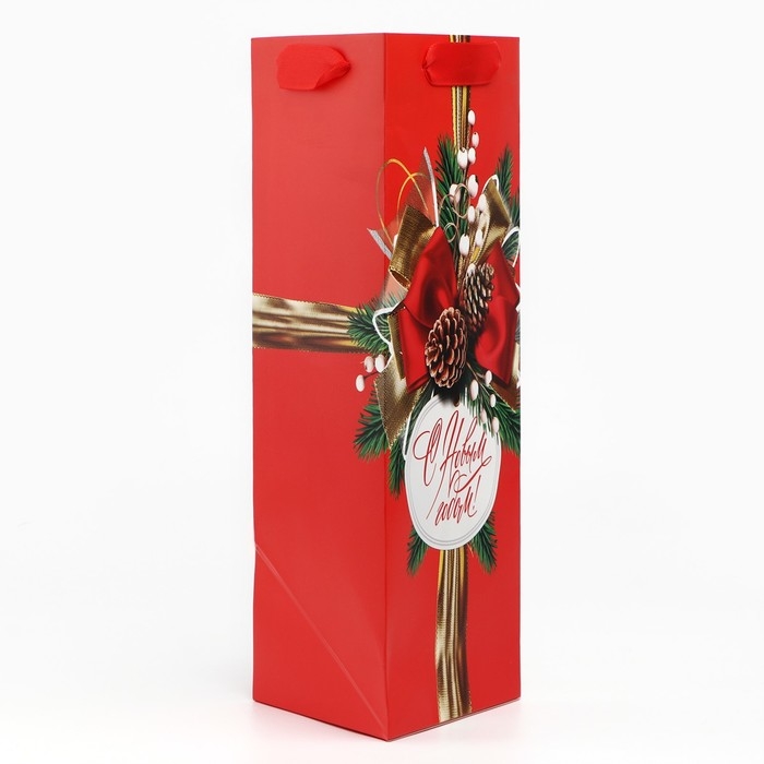Пакеты под бутылку «С Новым годом», бант 13 х 32 х 11,3 см , Новый год Пакеты под бутылку «С Новым годом», бант 13 х 32 х 11,3 см , Новый год