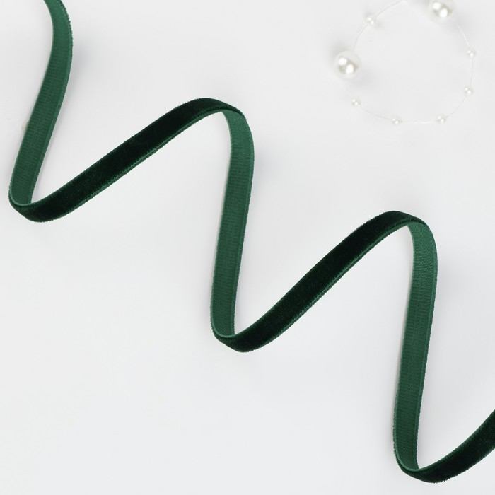 Лента бархатная, 6 мм, 18 ± 1 м, цвет зелёный №165 Лента бархатная, 6 мм, 18 ± 1 м, цвет зелёный №165