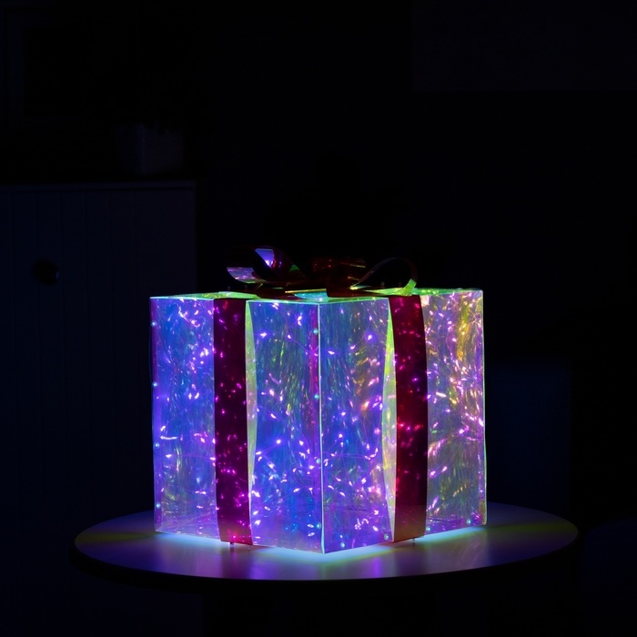 Светодиодная фигура «Подарок» 25 × 25 × 25 см, пластик, 220 В, свечение белое