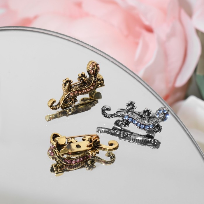 Брошь «Ящерка» мини, цвет МИКС (неделимая фасовка 12 шт., цена за шт.)