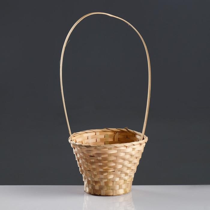 Корзина плетёная, бамбук, натуральный цвет, длинная ручка Корзина плетёная, бамбук, натуральный цвет, длинная ручка