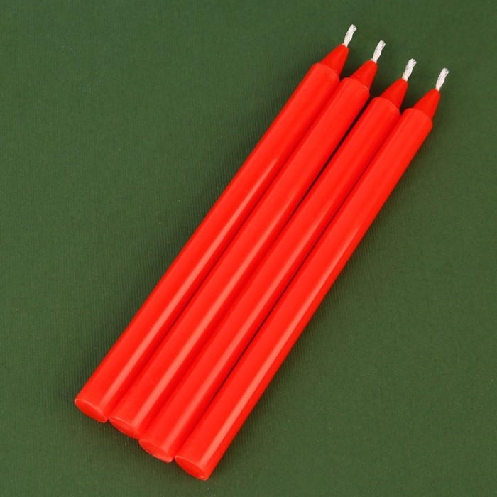 Набор новогодних восковых свечей «Новый год: Верь в чудеса», 4 шт., красные, 15 х 1 х 1 см.