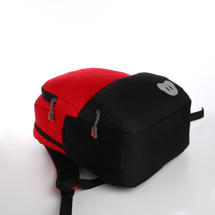 Рюкзак школьный, 2 отдела молнии, 3 кармана, цвет чёрный/красный Рюкзак школьный, 2 отдела молнии, 3 кармана, цвет чёрный/красный