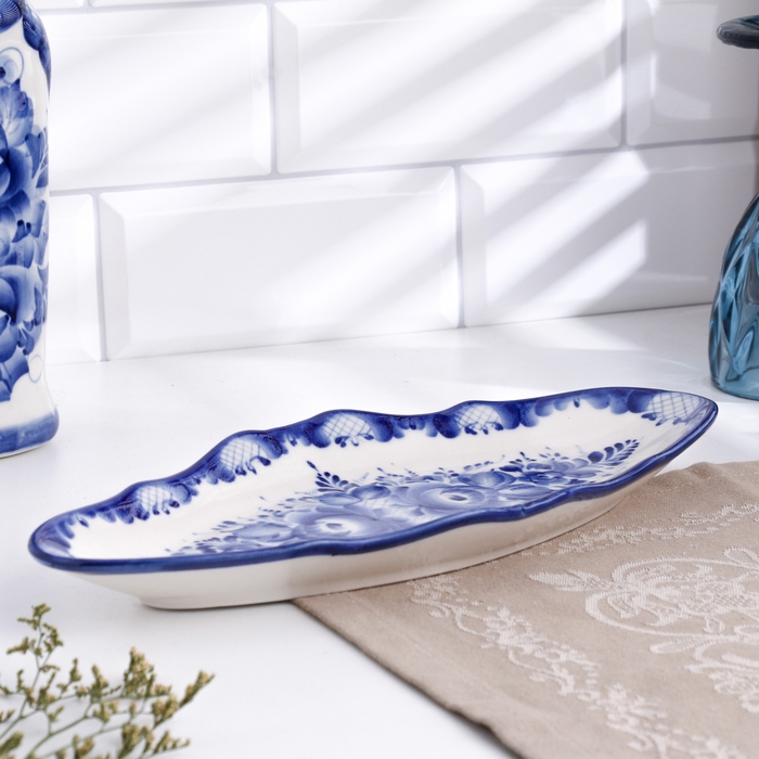 Селёдочница  Селёдочница "Цветы", 33 х 14 см, гжель