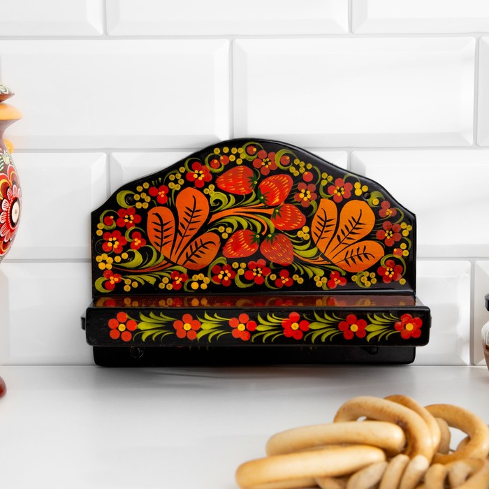 Набор &laquo;Земляничка&raquo;, 6 предметов: 2 доски, 3 банки, подставка, хохлома