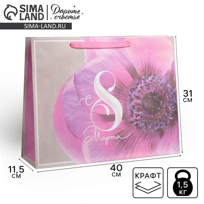 Пакет подарочный крафтовый горизонтальный, упаковка, «Волшебный праздник», L 40 х 31 х 11.5 см Пакет подарочный крафтовый горизонтальный, упаковка, «Волшебный праздник», L 40 х 31 х 11.5 см