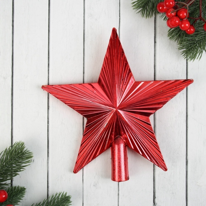 Наконечник Наконечник "Звезда ребристая двойная" 19,5х19,5 см, красно-золотой