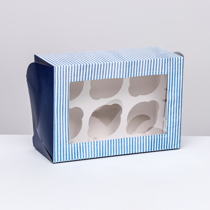 Коробка для 6 капкейков с окном ,  Коробка для 6 капкейков с окном , "длястоящему мужчине", 25 х 17 х 10 см