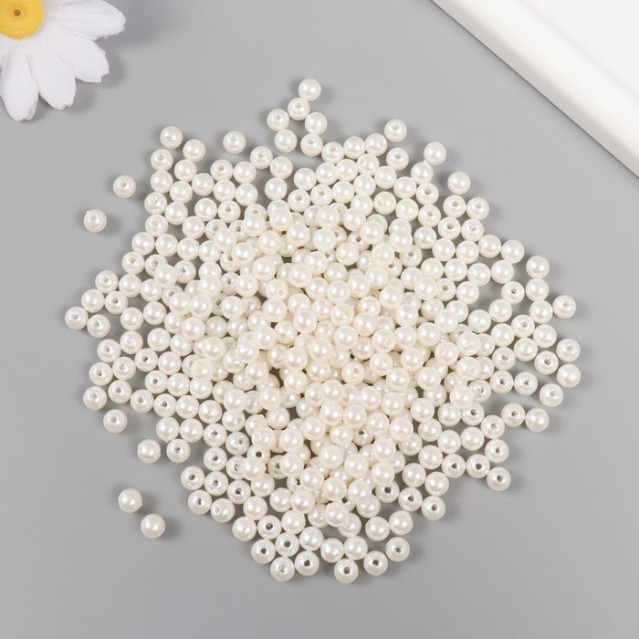 Набор бусин Набор бусин "Жемчуг" d 6 мм, 250 гр, белый