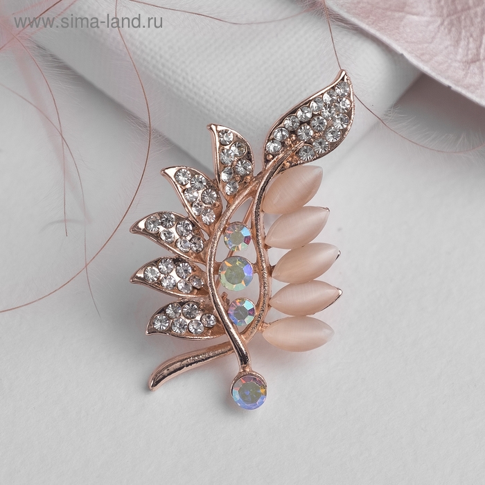 Брошь « Соло» веточка, цветная в золоте Брошь « Соло» веточка, цветная в золоте