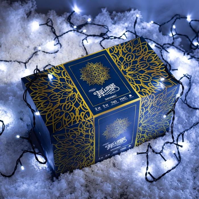 Гирлянда «Занавес» 2 × 3 м, IP44, УМС, тёмная нить, 760 LED, свечение белое, 220 В Гирлянда «Занавес» 2 × 3 м, IP44, УМС, тёмная нить, 760 LED, свечение белое, 220 В