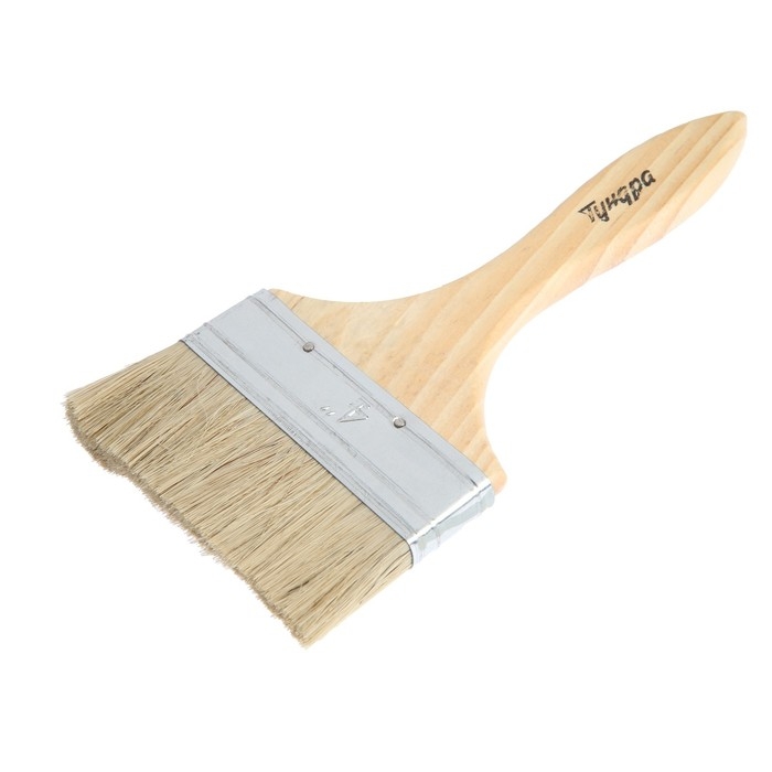 Кисть плоская ТУНДРА, смешанная щетина, деревянная рукоятка, 4 Кисть плоская ТУНДРА, смешанная щетина, деревянная рукоятка, 4", 100 мм