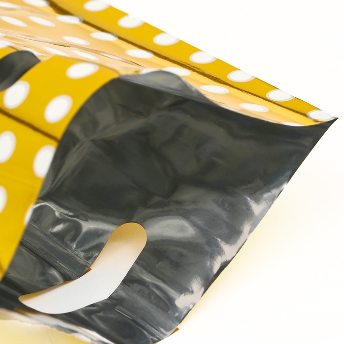 Набор подарочных пакетов, металлизированныей, Набор подарочных пакетов, металлизированныей, "Горох" золотой 17х25 см , 20 микрон