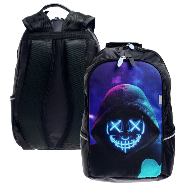 Рюкзак школьный, 37 х 26 х 13 см, эргономичная спинка, Calligrata С Рюкзак школьный, 37 х 26 х 13 см, эргономичная спинка, Calligrata С "Маска"