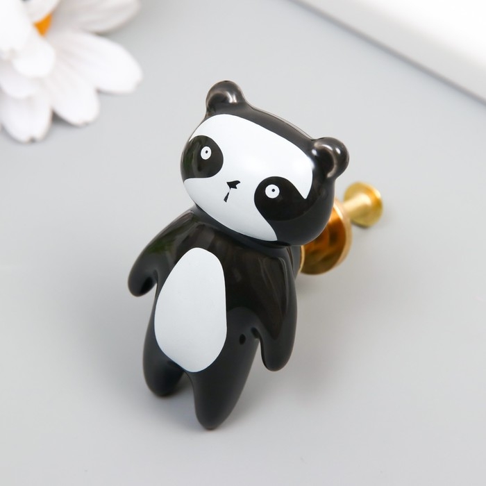 Ручка для шкатулки керамика, металл Ручка для шкатулки керамика, металл "Панда" 6,3х3,5 см