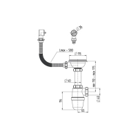 Сифон для мойки Akvater, 3 1/2" х 40 мм, с круглым переливом