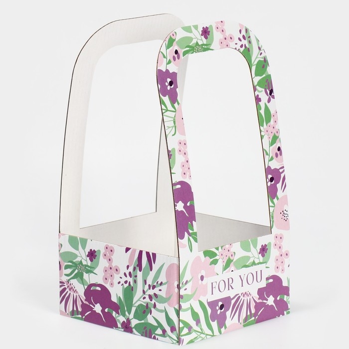 Коробка-переноска для цветов «Only for you», 12 × 12 × 22 см Коробка-переноска для цветов «Only for you», 12 × 12 × 22 см
