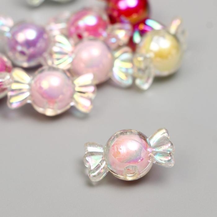 Бусины для творчества пластик Бусины для творчества пластик "Конфетка перламутр" набор 15 гр 2,2х1,2 см, МИКС