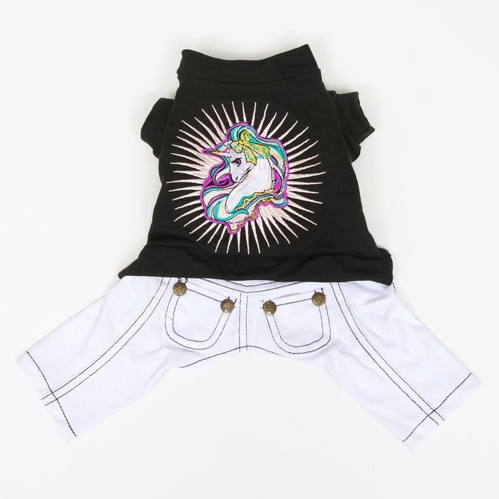 Комбинезон Комбинезон "Единорог", размер 16 (ДС 36 см, ОГ 46 см, ОШ 35 см), чёрно-белый