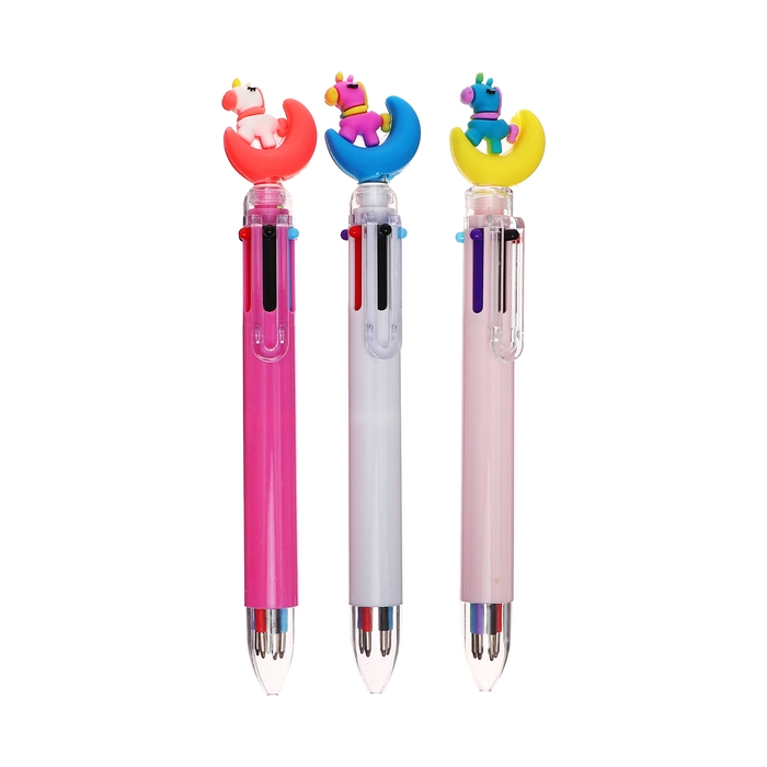 Ручка шариковая автоматическая 6-ти цветная Ручка шариковая автоматическая 6-ти цветная "Единорог на луне", МИКС