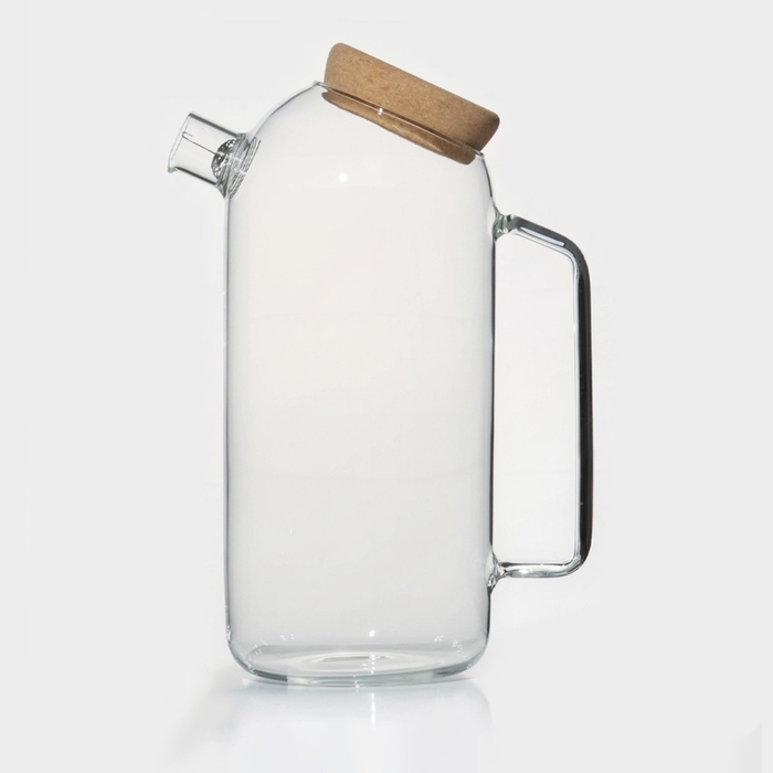 Кувшин для воды стеклянный с пробковой крышкой «Эко», 1,8 л, 17×10,5×22 см Кувшин для воды стеклянный с пробковой крышкой «Эко», 1,8 л, 17×10,5×22 см