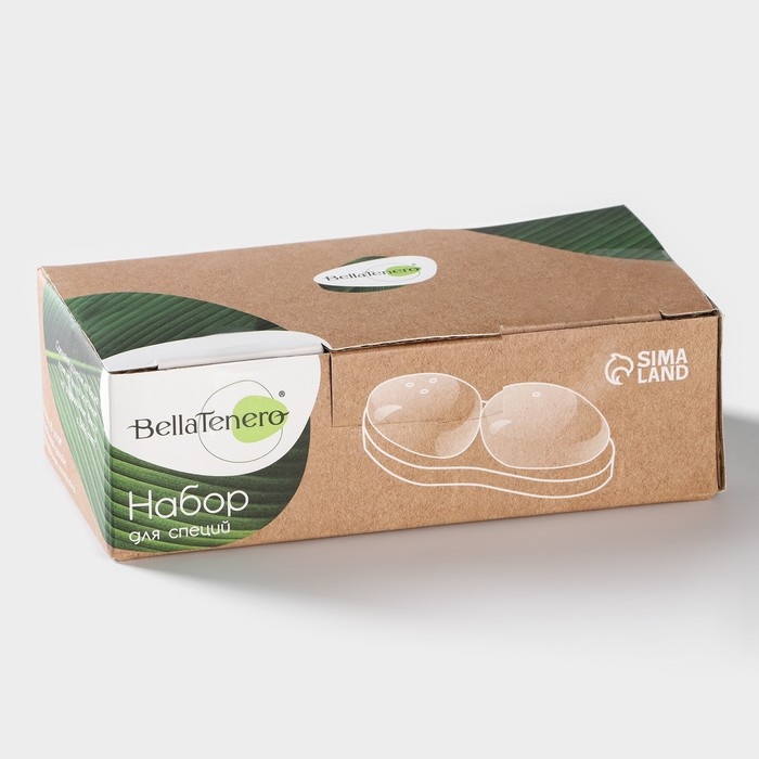 Набор фарфоровый для специй на бамбуковой подставке BellaTenero, 3 предмета: солонка 40 мл, перечница 40 мл, подставка, цвет белый Набор фарфоровый для специй на бамбуковой подставке BellaTenero, 3 предмета: солонка 40 мл, перечница 40 мл, подставка, цвет белый