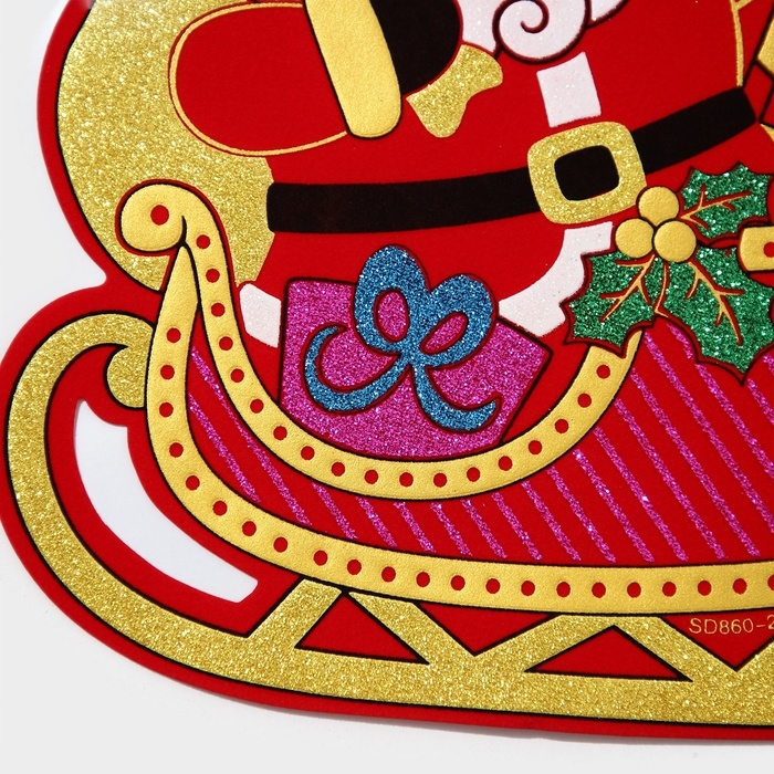 Декоративная наклейка Декоративная наклейка "Дедушка мороз на санках" 33,5х30 см