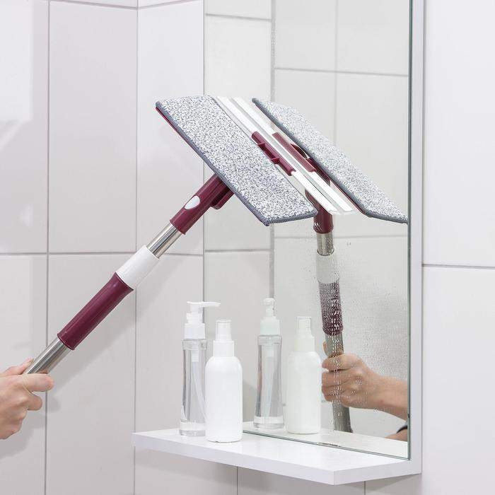 Щётка для окон Доляна, стальная телескопическая ручка 73(114) см, насадка из микрофибры 27×8 см, цвет МИКС Щётка для окон Доляна, стальная телескопическая ручка 73(114) см, насадка из микрофибры 27×8 см, цвет МИКС