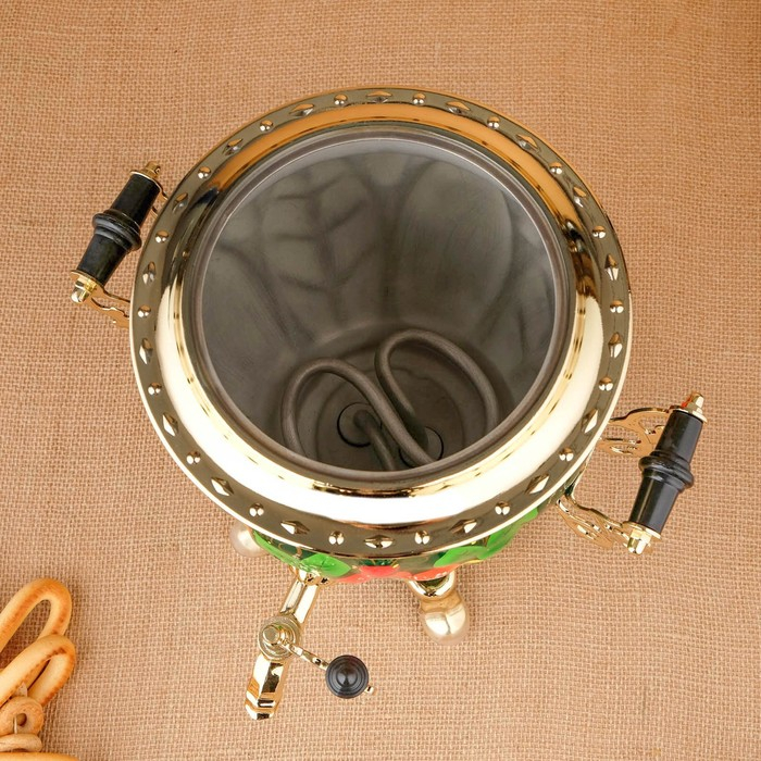 Набор «Маки на зелёном», жёлудь, 3 предмета, самовар 3 л, заварочный чайник 0,7 л, поднос Набор «Маки на зелёном», жёлудь, 3 предмета, самовар 3 л, заварочный чайник 0,7 л, поднос