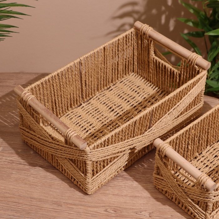 Набор плетёных корзин, 3 шт, 36х31х25 см