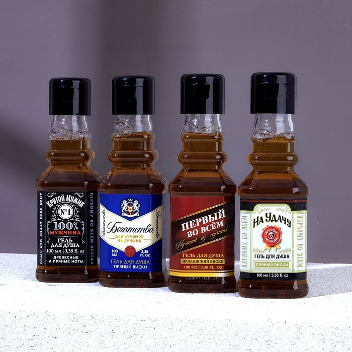 Гель для душа во флаконе виски «Первый во всём», 100 мл, аромат ирландского виски, Новый Год
