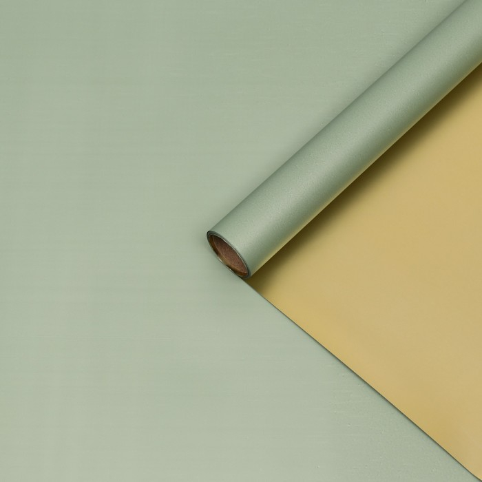 Пленка для цветов  Пленка для цветов "Пленка с золотом", цвет серо-зелёный, 58 см х 5 м