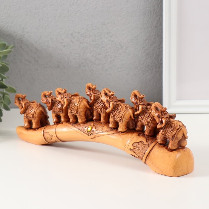 Сувенир полистоун Сувенир полистоун "Семь слонов на бивне" под дерево 4,6х29х10 см