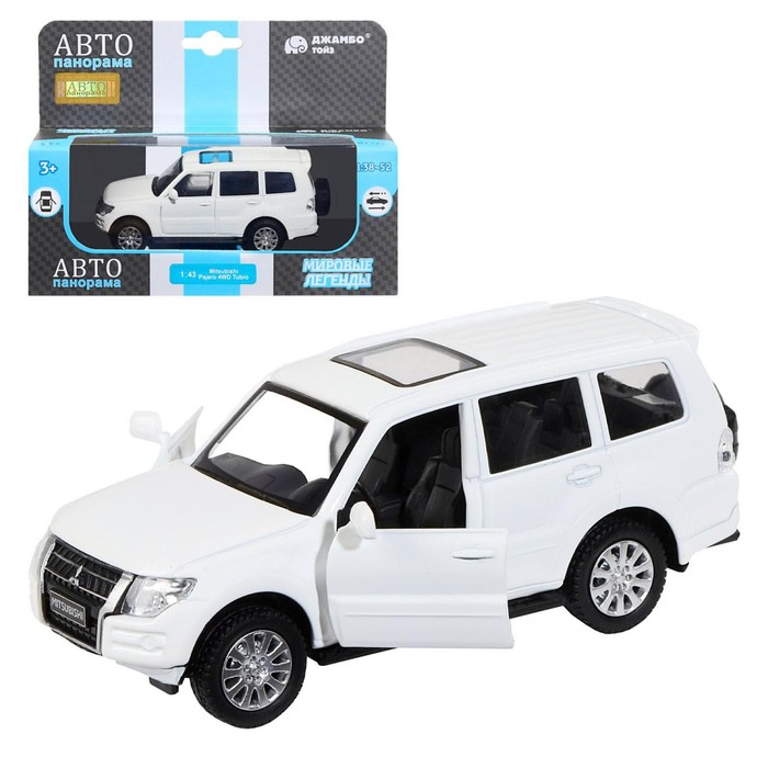Машина металлическая Mitsubishi Pajero 4WD Turbo 1:43, инерция, открываются двери, цвет белый Машина металлическая Mitsubishi Pajero 4WD Turbo 1:43, инерция, открываются двери, цвет белый