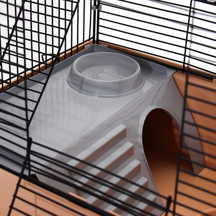 Клетка для грызунов Клетка для грызунов "Пижон" №11, 4 этажа, разборная, 42 х 30 х 65 см (+2 домика,2 колеса,миска), беж