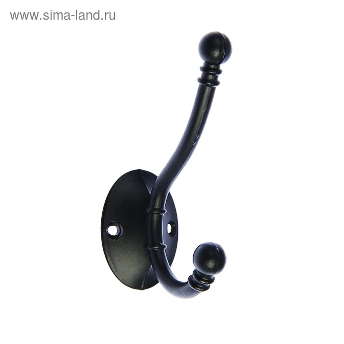 Крючок мебельный ТУНДРА TKD021, двухрожковый, черный, 8 шт Крючок мебельный ТУНДРА TKD021, двухрожковый, черный, 8 шт