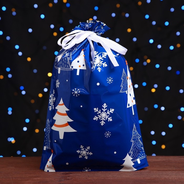 Новый год. Пакет подарочный с завязками,  Новый год. Пакет подарочный с завязками, "Зимний лес", 29х43 см.